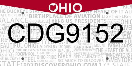 CDG9152 Ohio License Plate