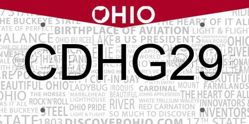 CDHG29 Ohio License Plate