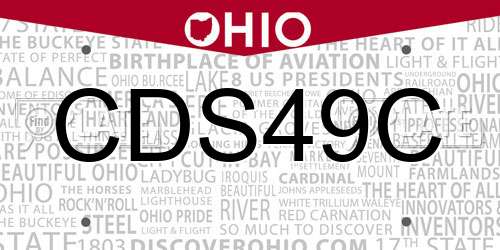 CDS49C Ohio License Plate
