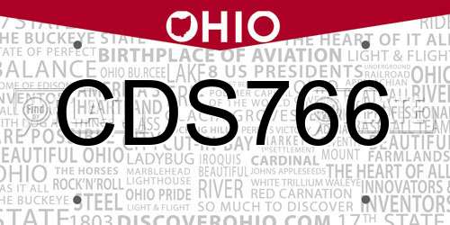 CDS766 Ohio License Plate