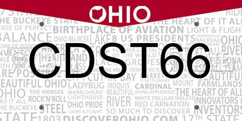 CDST66 Ohio License Plate