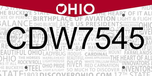 CDW7545 Ohio License Plate