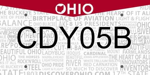CDY05B Ohio License Plate