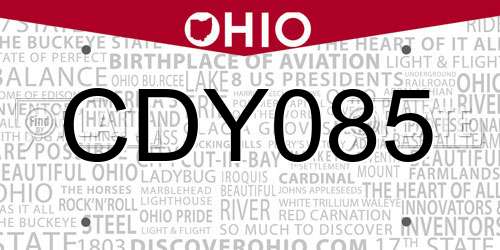 CDY085 Ohio License Plate