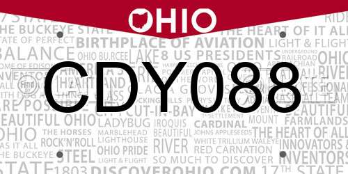 CDY088 Ohio License Plate