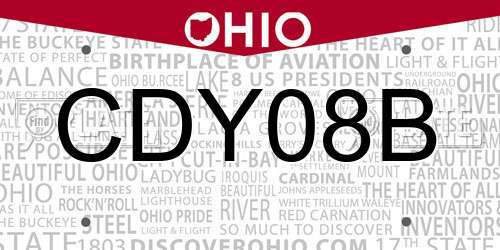 CDY08B Ohio License Plate
