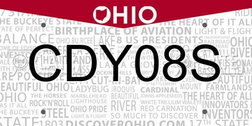 CDY08S Ohio License Plate