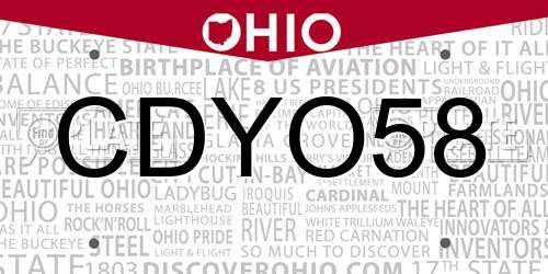 CDYO58 Ohio License Plate