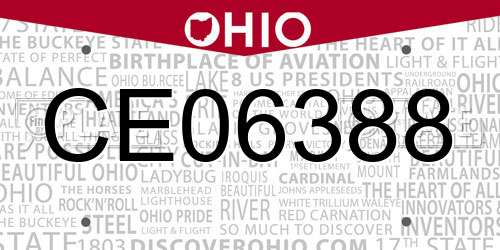 CE06388 Ohio License Plate