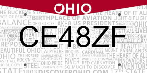 CE48ZF Ohio License Plate