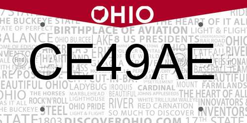 CE49AE Ohio License Plate