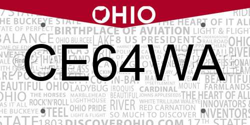CE64WA Ohio License Plate