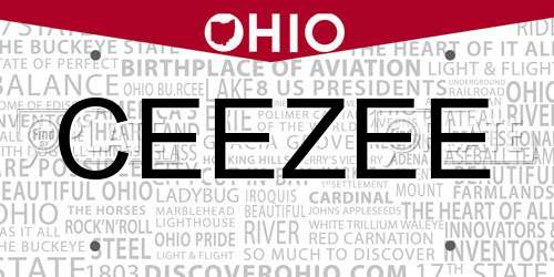 CEEZEE Ohio License Plate