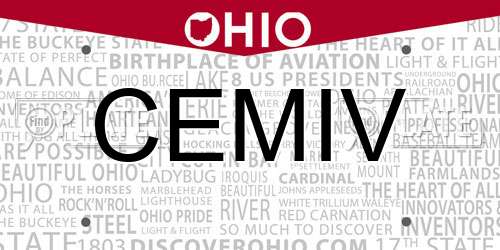 CEMIV Ohio License Plate