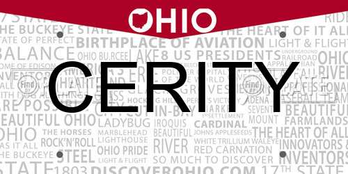 CERITY Ohio License Plate