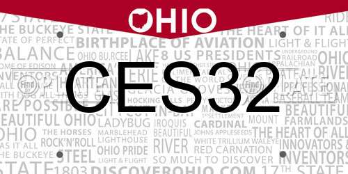CES32 Ohio License Plate