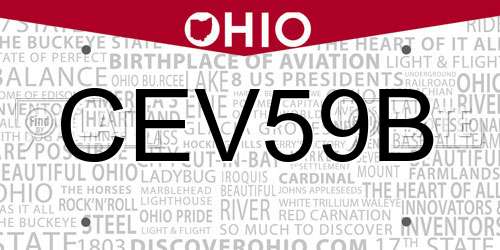 CEV59B Ohio License Plate