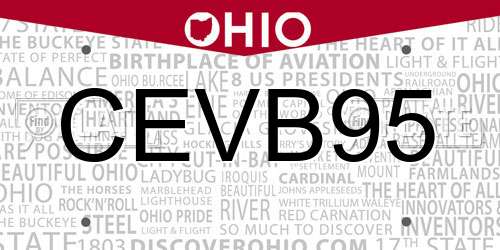 CEVB95 Ohio License Plate