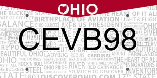 CEVB98 Ohio License Plate