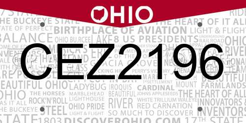 CEZ2196 Ohio License Plate