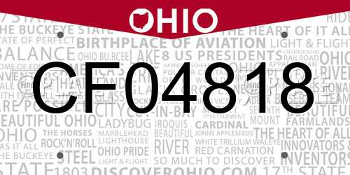 CF04818 Ohio License Plate