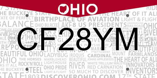 CF28YM Ohio License Plate
