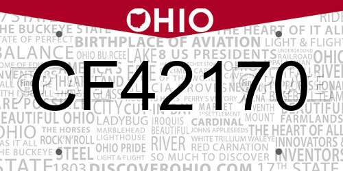 CF42170 Ohio License Plate
