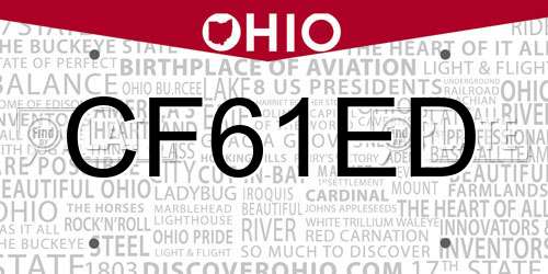 CF61ED Ohio License Plate