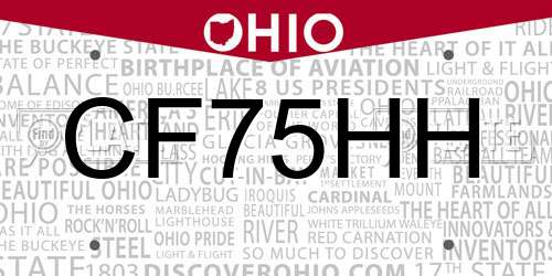 CF75HH Ohio License Plate