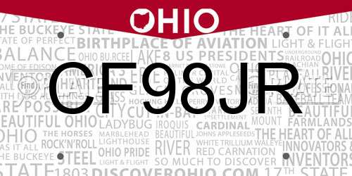 CF98JR Ohio License Plate