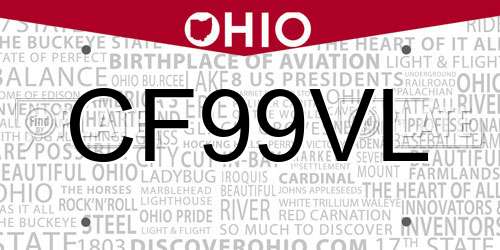 CF99VL Ohio License Plate