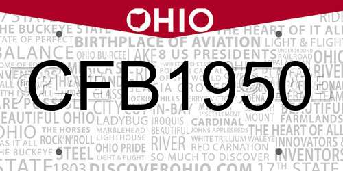 CFB1950 Ohio License Plate