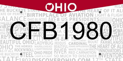 CFB1980 Ohio License Plate