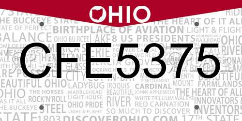 CFE5375 Ohio License Plate