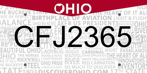 CFJ2365 Ohio License Plate