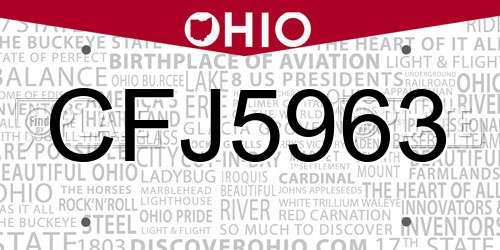 CFJ5963 Ohio License Plate