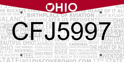 CFJ5997 Ohio License Plate