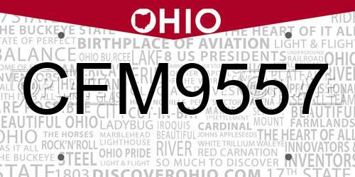CFM9557 Ohio License Plate