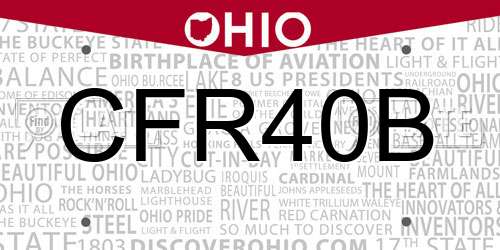 CFR40B Ohio License Plate