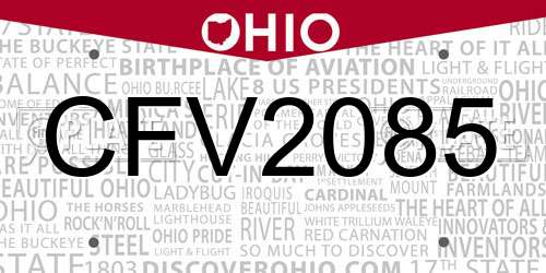 CFV2085 Ohio License Plate