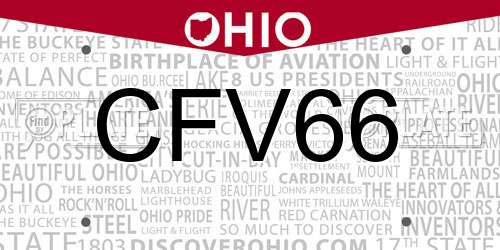 CFV66 Ohio License Plate