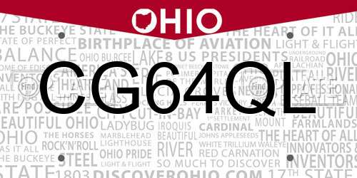 CG64QL Ohio License Plate