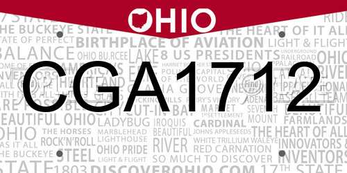 CGA1712 Ohio License Plate