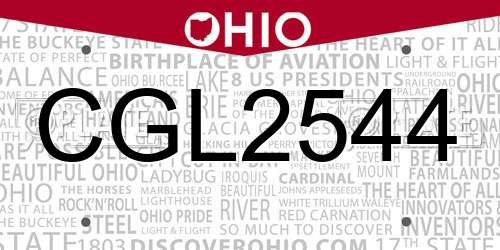 CGL2544 Ohio License Plate