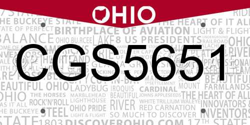 CGS5651 Ohio License Plate