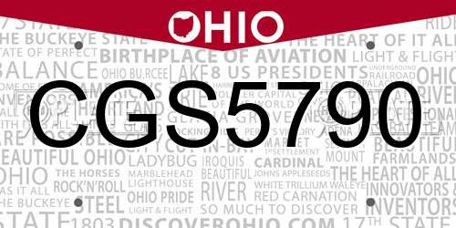 CGS5790 Ohio License Plate