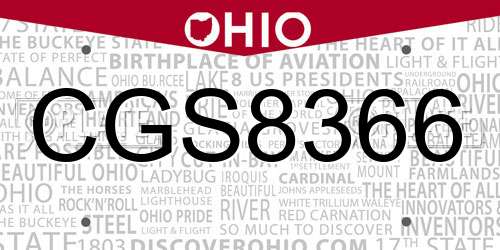 CGS8366 Ohio License Plate