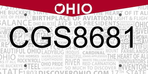 CGS8681 Ohio License Plate