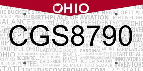 CGS8790 Ohio License Plate