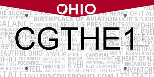 CGTHE1 Ohio License Plate